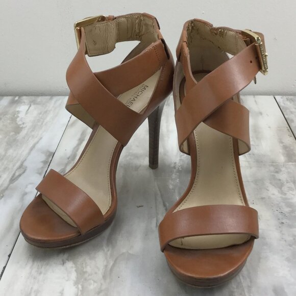 Michael Michael Kors Camel Strappy Heels 7.5 - Picture 1 of 9